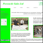 Screen shot of the Provenair Sales Ltd website.