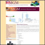 Screen shot of the Mgm International Machinery Ltd website.