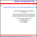 Screen shot of the Syston Components Ltd website.
