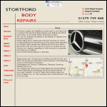 Screen shot of the Stortford Body Repairs website.