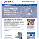 Screen shot of the Pad Print UK Ltd website.