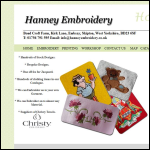 Screen shot of the Hanney Embroidery website.