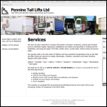 Screen shot of the Pennine Tail Lifts Ltd website.