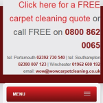 Screen shot of the WOW Carpet Cleaning website.