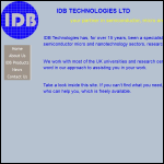 Screen shot of the IDB Technologies website.