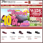 Screen shot of the Footprints Footwear Ltd website.