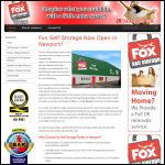 Screen shot of the Fox Self Storage Newport website.