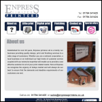 Screen shot of the Enpress Printers Ltd website.