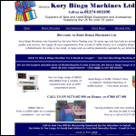 Screen shot of the Kory Bingo Machines Ltd website.