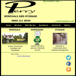 Screen shot of the Perry Removal Services Ltd website.