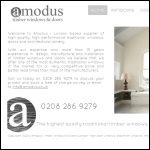 Screen shot of the Amodus Timber Windows and Doors website.