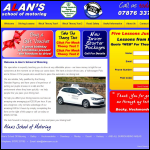 Screen shot of the Alans School of Motoring website.