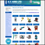 Screen shot of the E T Hire Ltd website.
