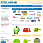 Screen shot of the Step Ahead Workwear website.