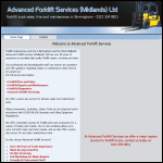 Screen shot of the Advanced Fork Lift Services (Midlands) Ltd website.