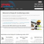 Screen shot of the Simply Air Conditioning London website.