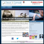 Screen shot of the Devon and Cornwall Locksmiths website.