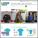 Screen shot of the Logo Leisurewear website.