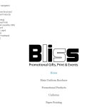 Screen shot of the Bliss Promotional Gifts website.