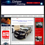 Screen shot of the Unique Valeting website.