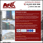 Screen shot of the Apex Scaffolders Ltd website.