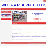 Screen shot of the Weld-air Supplies Ltd website.