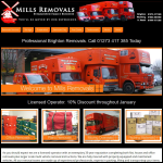 Screen shot of the Mills Removals website.