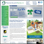 Screen shot of the Prestige Solar & Heating Ltd website.