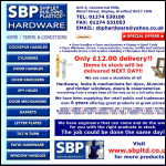 Screen shot of the Sbp Hardware website.