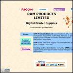 Screen shot of the Ram Products Ltd website.