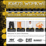 Screen shot of the Jonos Workwear website.
