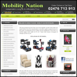Screen shot of the Mobility Nation - Mobility Scooters website.