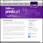 Screen shot of the Presto Pr website.