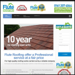 Screen shot of the Flute Roofing website.
