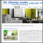 Screen shot of the Pro Cleaning London website.