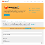 Screen shot of the Cargocost website.