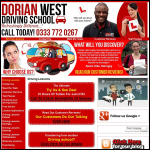 Screen shot of the Dorian West Driving School website.