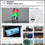 Screen shot of the Haydon Precision Turned Parts website.