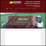 Screen shot of the Dixons Skips website.
