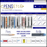Screen shot of the Pens Etc website.