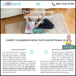 Screen shot of the Carpet Cleaning SW16 Ltd website.