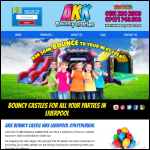 Screen shot of the akk bouncy castles website.