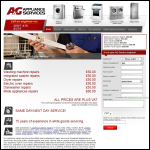 Screen shot of the A&G Appliances website.