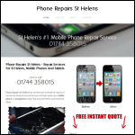 Screen shot of the Phone Repairs St Helens website.