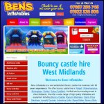 Screen shot of the Ben's inflatables website.