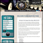 Screen shot of the Ben Barton Tyres Ltd website.