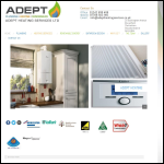 Screen shot of the Adept Heating  Services LTD website.