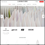 Screen shot of the Laminations Surfboards website.