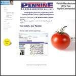 Screen shot of the Pennine Labels Ltd website.