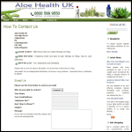 Screen shot of the Aloe Health Uk Ltd website.